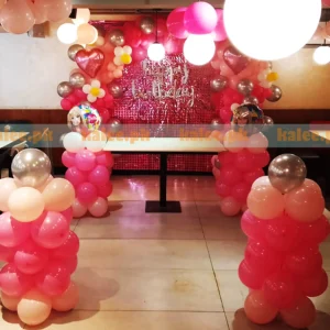 Full Venue Barbie Birthday Balloons Arch & Entrance Pillars