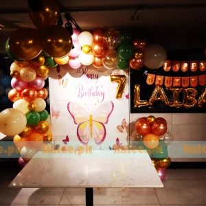 Personalized Name & Butterfly Birthday Balloons Backdrop