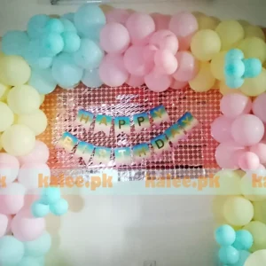 Rainbow Pastel Pink Yellow & Aqua Blue Birthday Setup
