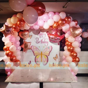 Princess Butterfly Theme Birthday Balloon Arch Setup