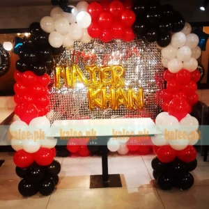 Red Black & White Birthday Decoration With Letter Banner