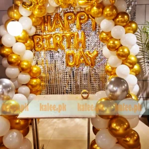 Glamorous Gold & White Birthday Balloons Party Decoration