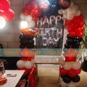 Lightning McQueen Disney Cars Birthday Balloon Archway Setup