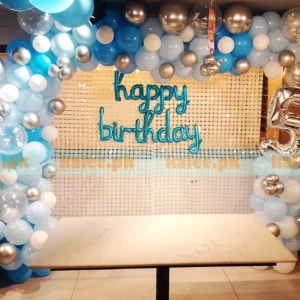 Blue White & Silver 5th Birthday Party Balloons Decor
